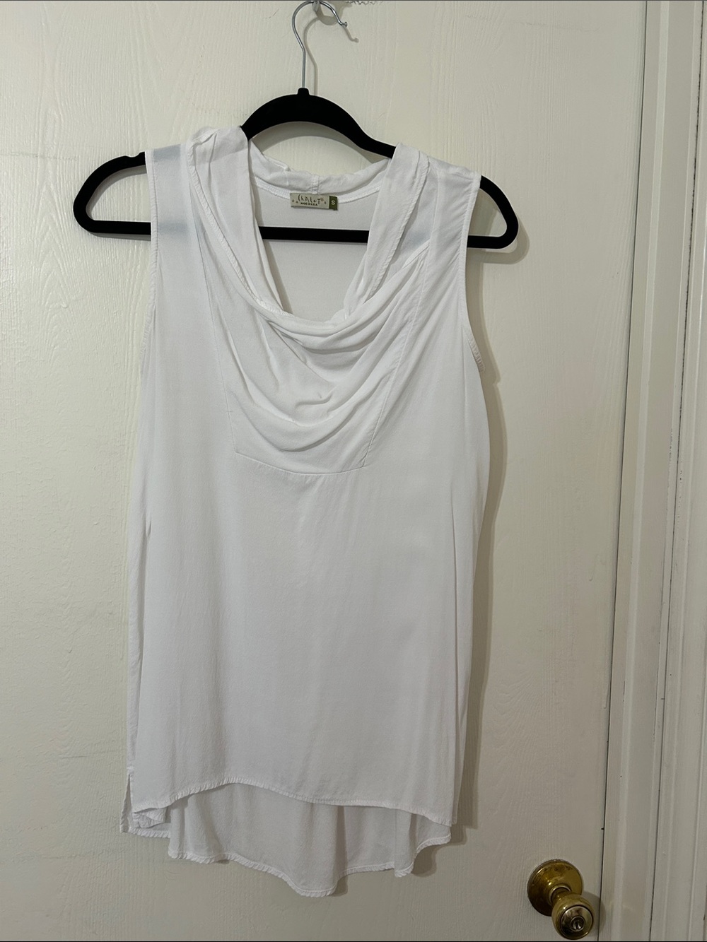 Chalet White Draped Cowl Neck Sleeveless Camisole